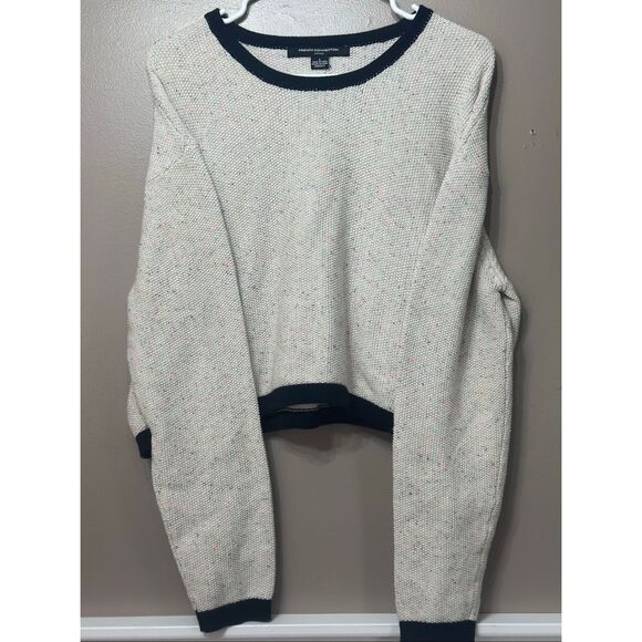 NWT French Connection Mozart Knit Cropped Cream Sweater Women's Large - Picture 2 of 11